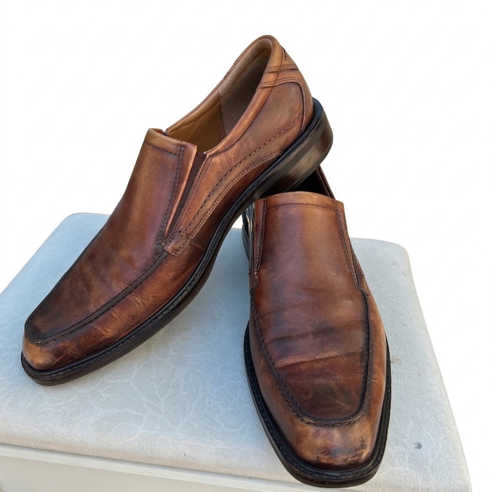 Ecco Men's Brown Leather Slip-On Loafers